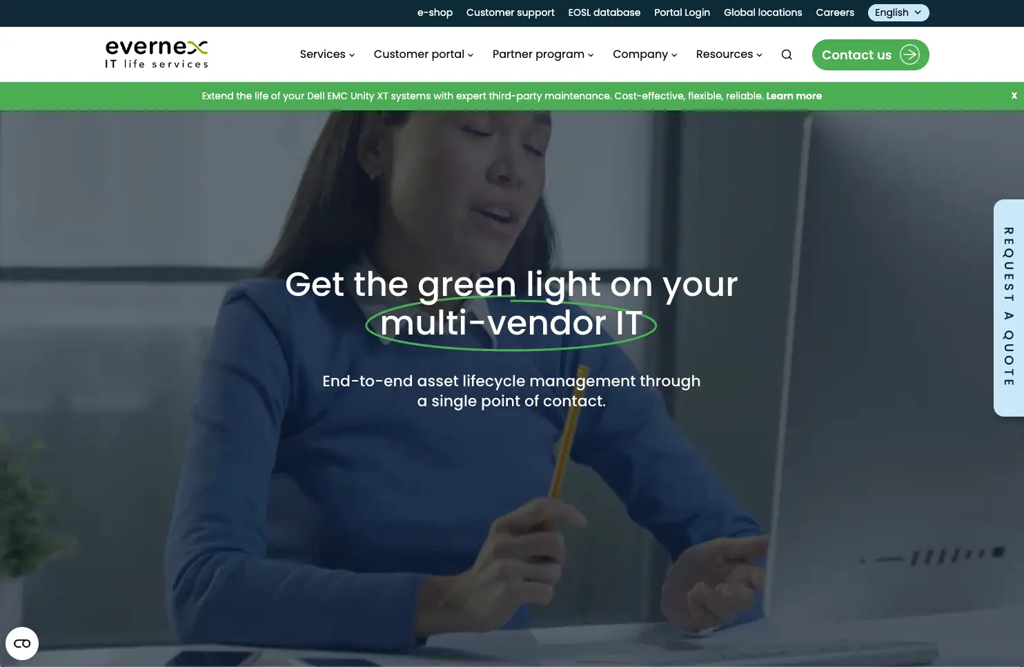 Page d'accueil du site internet d'Evernex réalisé par Xplore Marketing